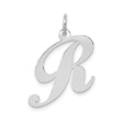 14k White Gold Initial R Pendant Charm, Script Uppercase Letter Design for Women