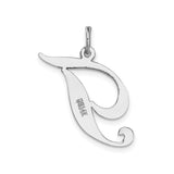 14k White Gold Script Letter J Pendant, Polished Initial Charm for Women