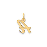14k Yellow Gold Script Letter A Pendant, Cursive Initial Charm for Women or Unisex Wear
