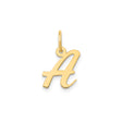 14k Yellow Gold Script Letter A Pendant, Cursive Initial Charm for Women or Unisex Wear