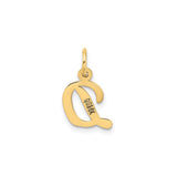 14k Yellow Gold Script D Pendant Charm, Uppercase Letter Monogram Jewelry for Women