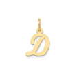 14k Yellow Gold Script D Pendant Charm, Uppercase Letter Monogram Jewelry for Women