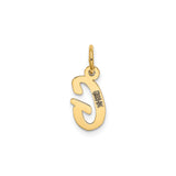 14k Yellow Gold Pendant Charm, Script Uppercase Letter G, Polished Initial Jewelry
