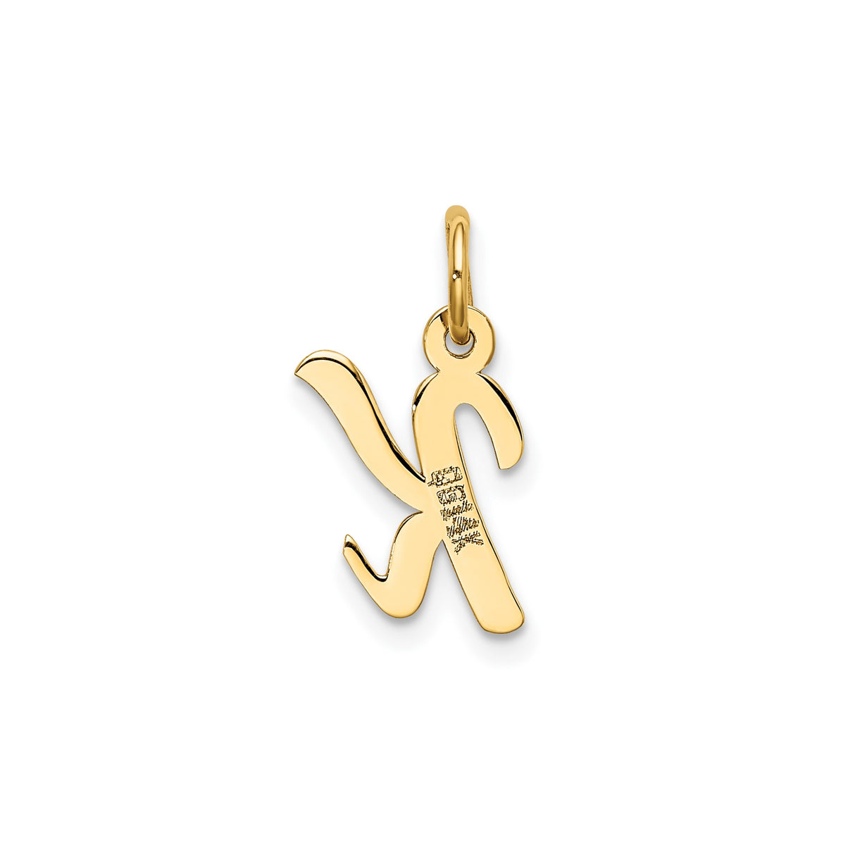 14k Yellow Gold Script Letter K Pendant, Polished Cursive Initial Charm for Women