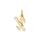 14k Yellow Gold Script Letter K Pendant, Polished Cursive Initial Charm for Women