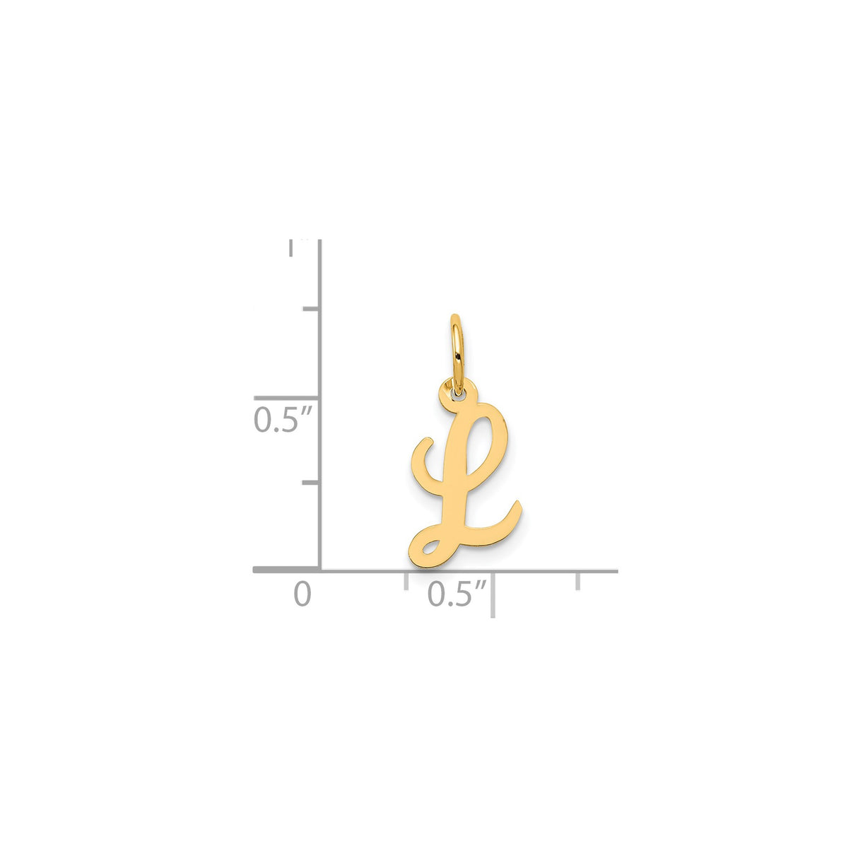 14k Yellow Gold Script Letter L Pendant Charm, Polished Uppercase Initial Jewelry for Women