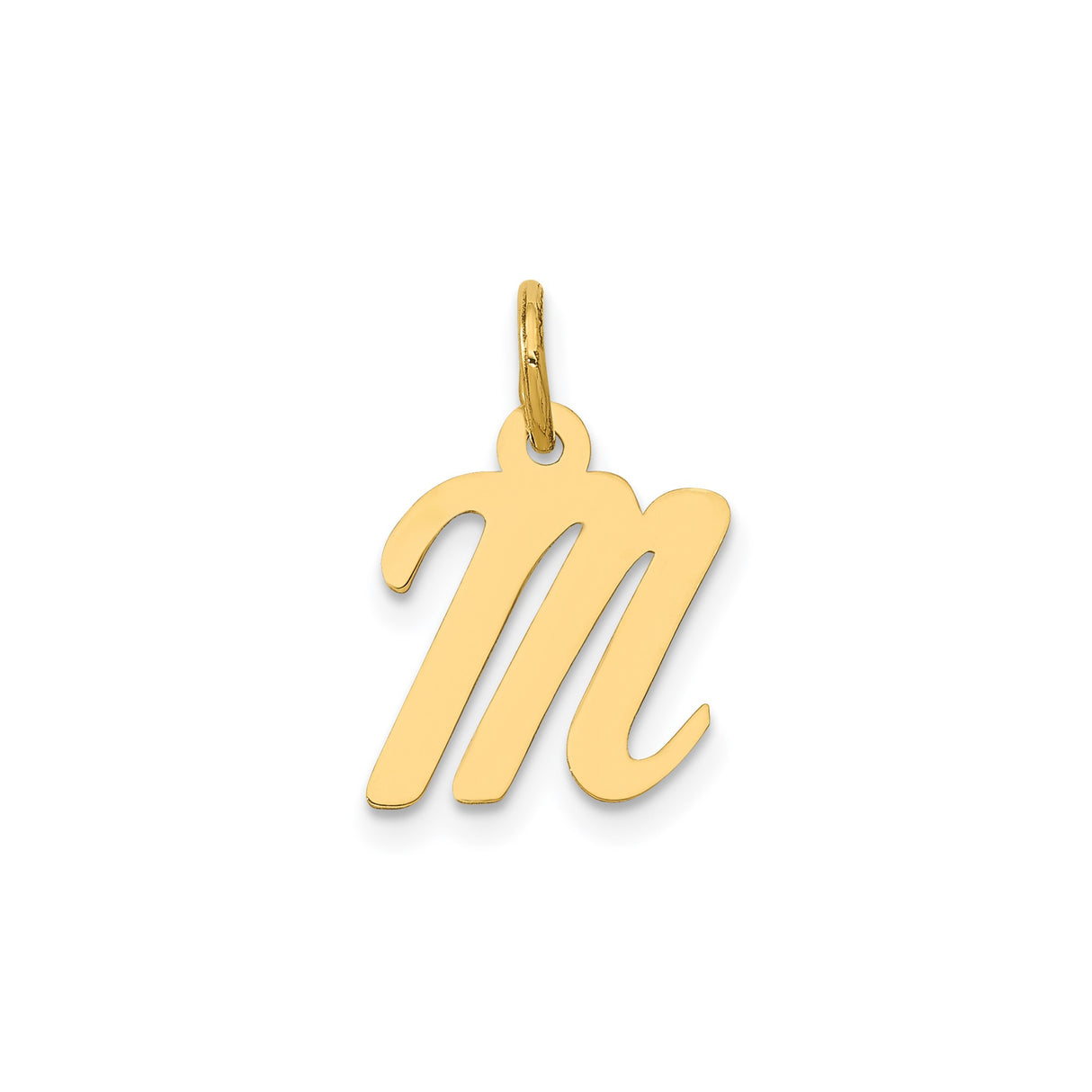 14k Yellow Gold Scorpio Zodiac Pendant, Polished Script Symbol Astrology Charm