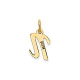 14k Yellow Gold Letter N Pendant, Script Initial Charm for Women
