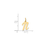 14k Yellow Gold Letter N Pendant, Script Initial Charm for Women