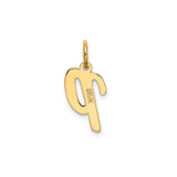 14k Yellow Gold Script Letter P Pendant Charm, Polished Uppercase Initial Jewelry