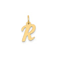 14k Yellow Gold Initial Pendant, Flat Script Letter R Charm, Unisex Monogram Jewelry