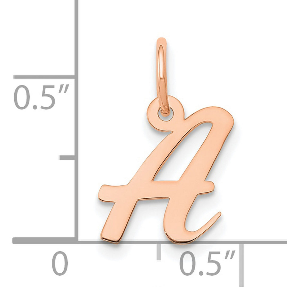 14k Rose Gold Script Letter A Pendant Charm, Cursive Initial Monogram Jewelry for Women