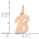 14k Rose Gold Initial B Pendant Charm, Script Letter Design for Women
