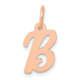 14k Rose Gold Initial B Pendant Charm, Script Letter Design for Women
