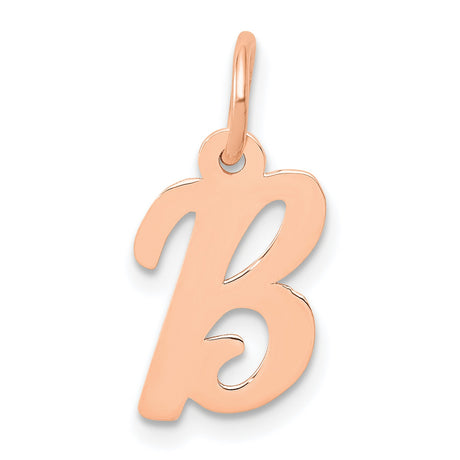 14k Rose Gold Initial B Pendant Charm, Script Letter Design for Women