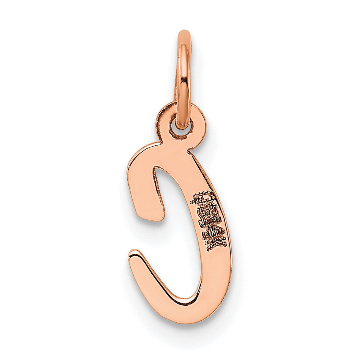 QG- Small Script Letter C Initial Charm Pendant in Real 14k Rose Gold