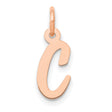 QG- Small Script Letter C Initial Charm Pendant in Real 14k Rose Gold