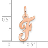14k Rose Gold Script Initial F Pendant, Cursive Letter Charm for Women