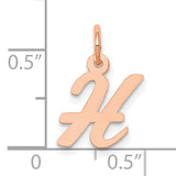 14k Rose Gold Initial H Pendant, Polished Script Letter Charm for Necklace or Bracelet