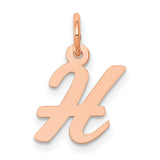 14k Rose Gold Initial H Pendant, Polished Script Letter Charm for Necklace or Bracelet