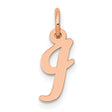 14k Rose Gold Script Initial J Pendant Charm, Polished Cursive Letter Design for Women