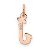 14k Rose Gold Letter J Pendant Charm, Polished Block Initial, Dainty Monogram Jewelry