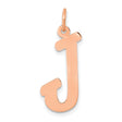 14k Rose Gold Letter J Pendant Charm, Polished Block Initial, Dainty Monogram Jewelry