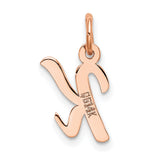 14k Rose Gold Initial Pendant Charm, Cursive Letter K Monogram Jewelry for Women