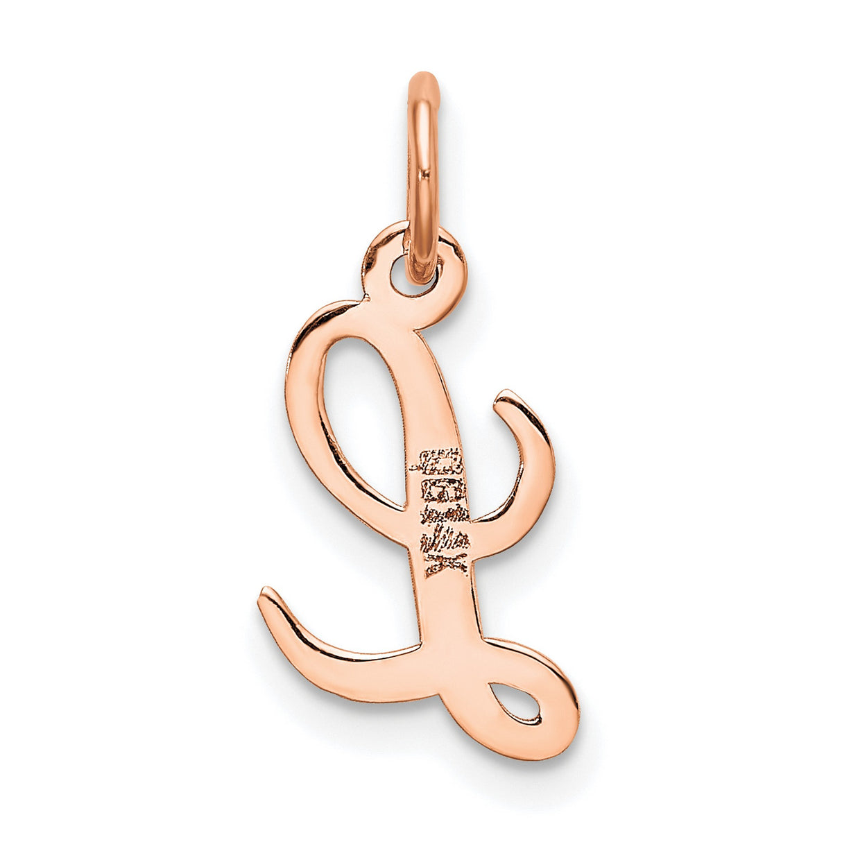 QG- Small Script Letter L Initial Charm Pendant in Real 14k Rose Gold