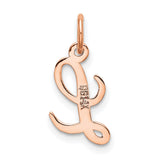 QG- Small Script Letter L Initial Charm Pendant in Real 14k Rose Gold