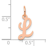 QG- Small Script Letter L Initial Charm Pendant in Real 14k Rose Gold