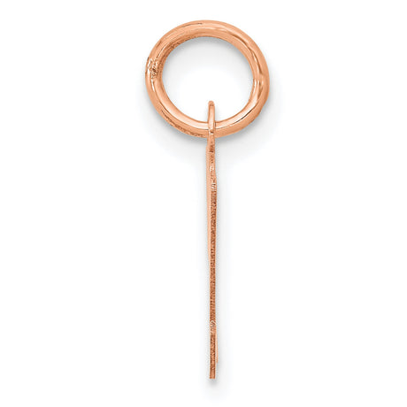 14k Rose Gold Virgo Zodiac Pendant, Script M Initial Charm with Tail Design