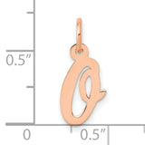 14k Rose Gold Script Initial Pendant, Cursive Letter Q Charm, Dainty Alphabet Jewelry