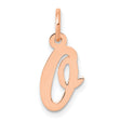 14k Rose Gold Script Initial Pendant, Cursive Letter Q Charm, Dainty Alphabet Jewelry