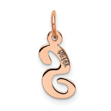 14k Rose Gold Script Initial S Pendant, Polished Cursive Letter Charm for Women