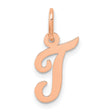 14k Rose Gold Script Initial Pendant Charm, Cursive Letter J, Polished Finish