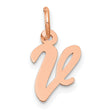 14k Rose Gold Script V Pendant Charm, Cursive Letter Jewelry for Women
