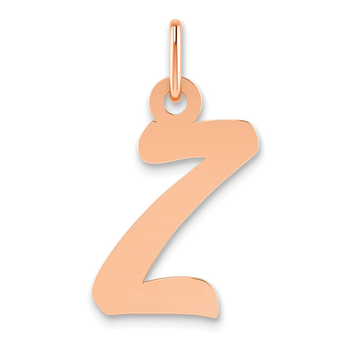QG- Small Script Initial Z Charm Pendant in Real 14k Rose Gold