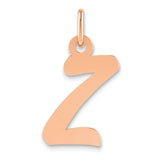 QG- Small Script Initial Z Charm Pendant in Real 14k Rose Gold