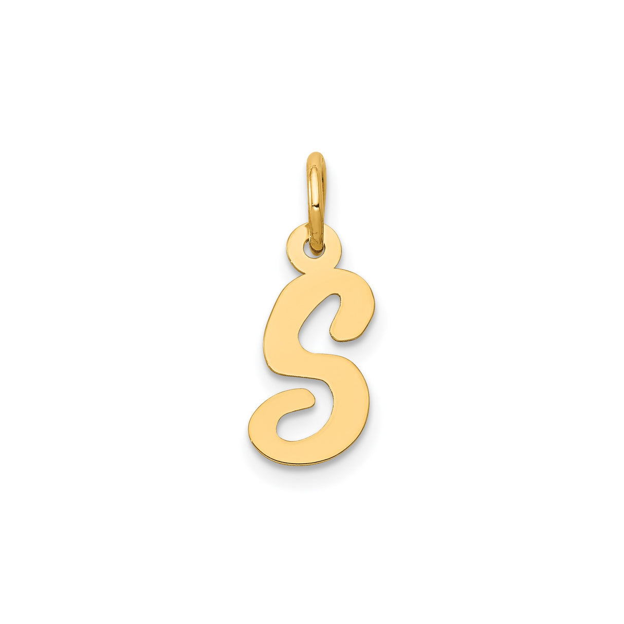 14k Yellow Gold Letter S Pendant Charm, Uppercase Script Initial Jewelry for Necklace or Bracelet