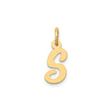 14k Yellow Gold Letter S Pendant Charm, Uppercase Script Initial Jewelry for Necklace or Bracelet
