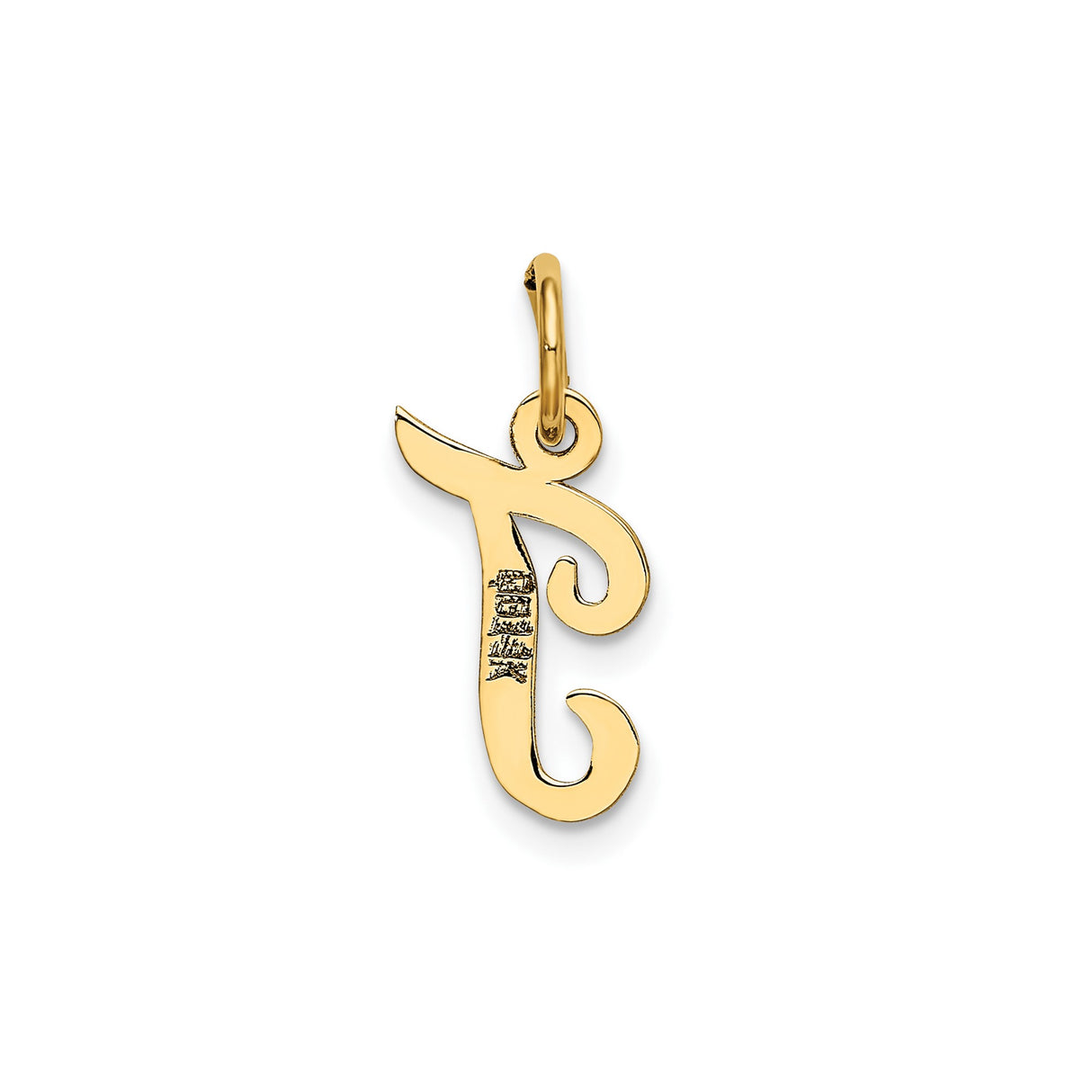 14k Yellow Gold Script Initial Pendant, Uppercase Letter J Charm for Women