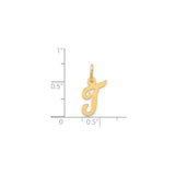 14k Yellow Gold Script Initial Pendant, Uppercase Letter J Charm for Women