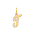 14k Yellow Gold Script Initial Pendant, Uppercase Letter J Charm for Women