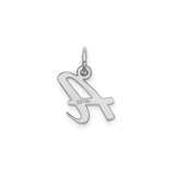 14k White Gold Script Letter A Pendant Charm, Polished Alphabet Initial Design for Women