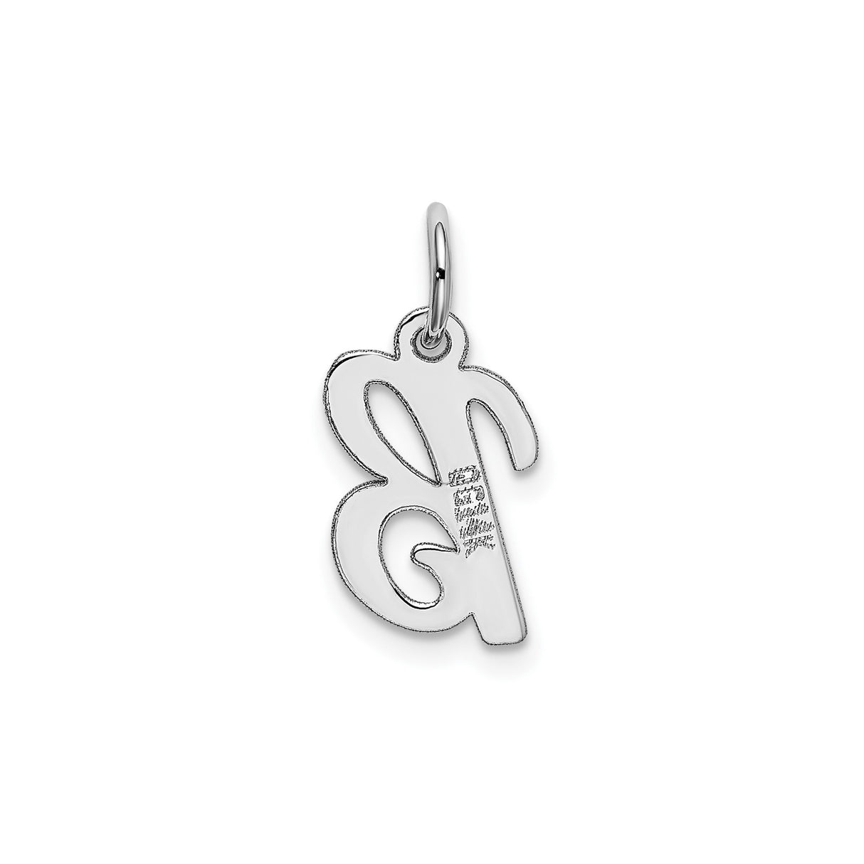 14k White Gold Script Letter B Pendant Charm, Polished Initial Jewelry for Women