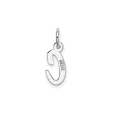 14k White Gold Letter C Pendant Charm, Polished Script Initial Monogram for Women