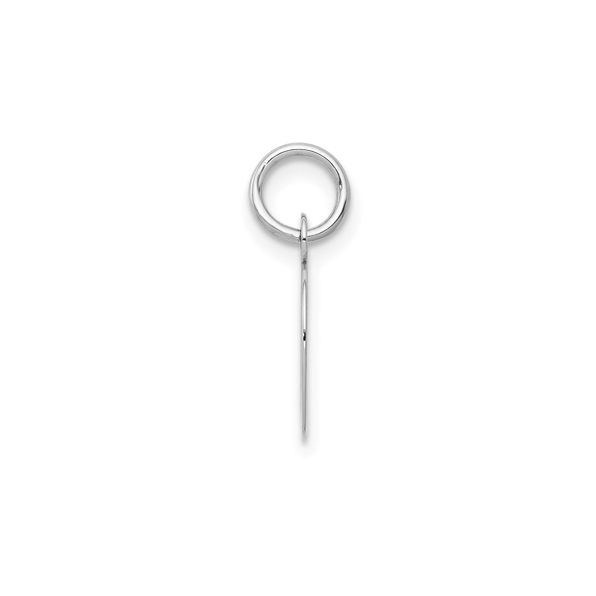 14k White Gold Script Letter D Pendant, Polished Initial Charm with Flat Finish