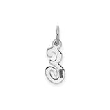 14k White Gold Script Pendant, Polished Uppercase E Letter Charm for Women