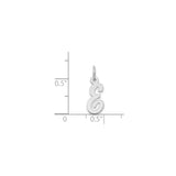 14k White Gold Script Pendant, Polished Uppercase E Letter Charm for Women